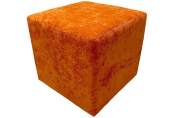 Velvet Cube Ottoman Orange in Orlando