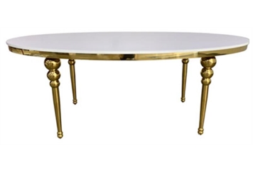 Castillo Gold Oval Dining Table with White Top in Orlando