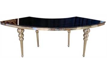 Castillo Serpentine Silver Table with Black Top in Orlando