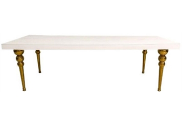 Castillo Gold Rectangle Dining Table with White Top in Orlando