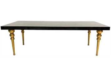 Castillo Gold Rectangle Dining Table with Black Top in Orlando