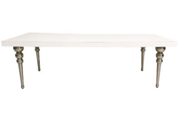 Castillo Silver Rectangle Dining Table with White Top in Orlando