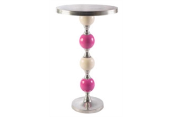 Joya Highboy Table - White and Fuchsia in Orlando