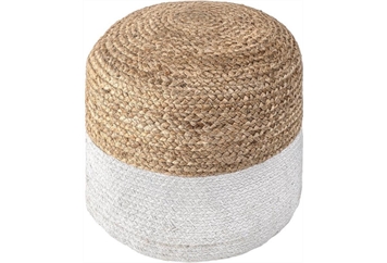 Pouf - Jute Natural and White in Miami, Ft. Lauderdale, Palm Beach