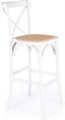 Cross Back White Barstool - Brown Pad in Miami, Ft. Lauderdale, Palm Beach