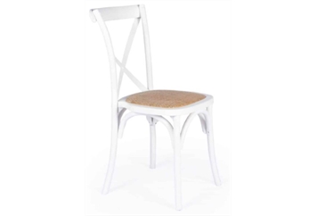 Cross Back Chair - White and Brown in Orlando