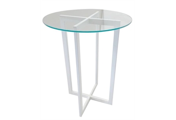 Industrial Highboy Table White - Clear Glass in Naples, Marco Island, Ft. Myers