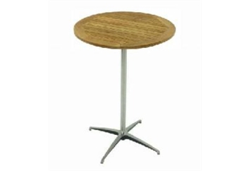 Easy Chrome Base Teak Top Highboy Table in Orlando