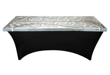 Swirl Metal Table with Black Skirt in Orlando