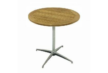 Easy Chrome Base Teak Top Cafe Table in Orlando