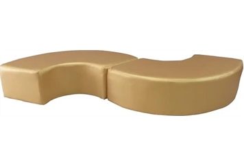Koo Curved Bench Gold Leather in Miami, Ft. Lauderdale, Palm Beach
