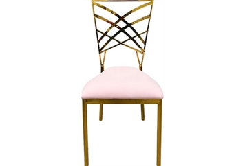 Cross Dining Chair Gold - Pink in Miami, Ft. Lauderdale, Palm Beach