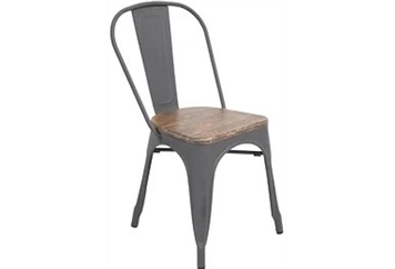 Marais Metal Chair - Silver and Wood in Miami, Ft. Lauderdale, Palm Beach