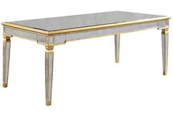 Anisa Dining Table Gold with Mirror Top in Miami, Ft. Lauderdale, Palm Beach
