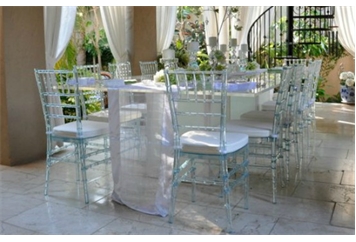 Rent Acrylic Clear Square Top Dining Table With Fabric Base in