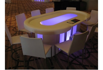 White LED Poker Table in Miami, Ft. Lauderdale, Palm Beach