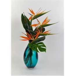 Birds of Paradise In Glass Lagoon Vase in Orlando