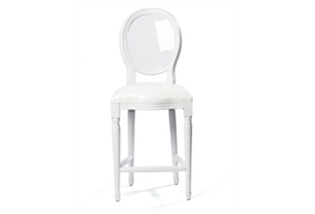 Medallion White Barstool With Clear Back (Barstools) in Orlando