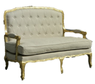 Paris Loveseat Gold Gilt Linen in Naples, Marco Island, Ft. Myers