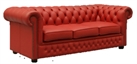 Chesterfield 7' Sofa Leather - Red (Sofas) in Orlando