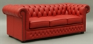 Chesterfield 7' Sofa Leather - Red (Sofas) in Orlando
